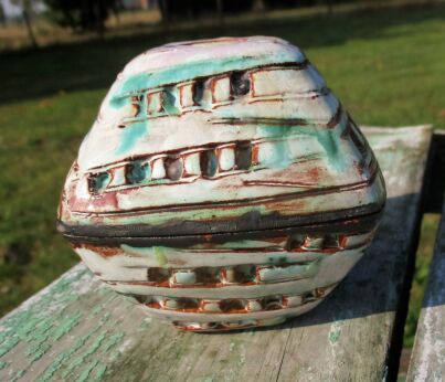 Vintage Mid Century Modern candle holders couple ceramic Pyramid Funky Signed