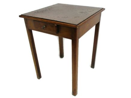 Antique Small Side Kitchen Dining table Drawer Pitch Pine Wood Veneer Top lovely
