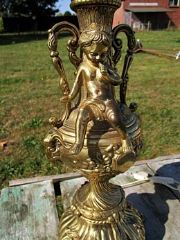 Romantic Brass Table Lamp Putti Cherub Angel Hollywood regency Floor Lamp Rare