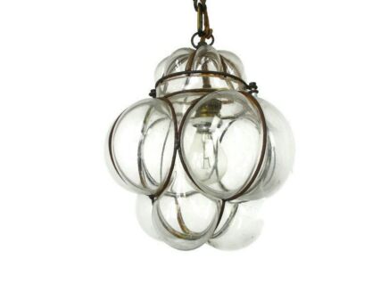 Caged pendant Clear Art glass Ceiling Light Ali Baba Style era Murano Chandelier