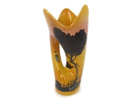 French Vallauris   Cicada Hand Painted Vase Art Deco Marked Vallor Pont d'arc Gorgeous