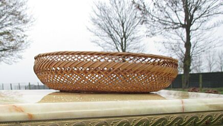 Vintage French Handwoven Wicker Oval Bread Basket Lovely