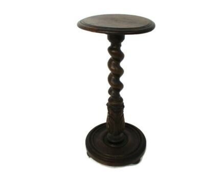 Barley Twist Wooden Side Wine Display Table Pedestal Plant Bonsai Flower Stand Barn Country Farmhouse Style 24.21"