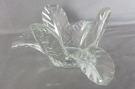 French Crystal Art Vannes Centerpiece Bowl Hand Blown  Fruit Dish Clear