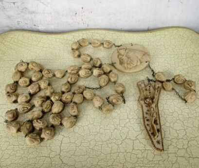 Large Italian Vintage Rosary Resin Jesus Christ Crucifix Wall Hanging Priest Nun