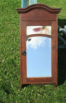 Vintage Medicine Wall Cabinet Apothecary Beveled Glass mirror Pate de Verre