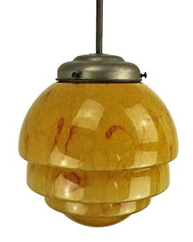 Skyscraper Art Deco Opaline cased Glass Light Pendant Shade Molded Opaque HTF