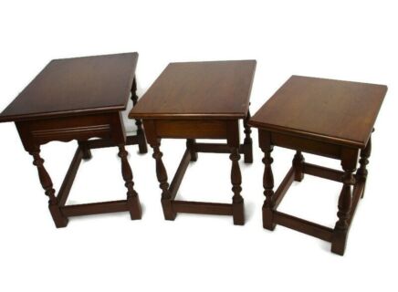Set of 3 Mid Century Wooden Stacking Nesting Tables Side Coffee Occasional Table