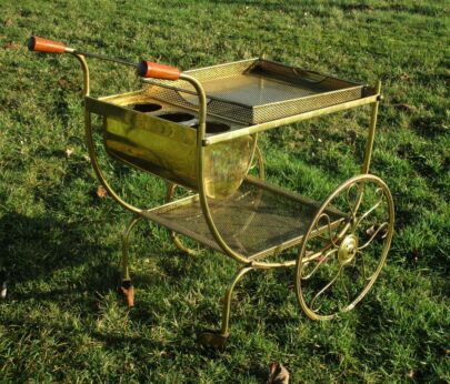 Swedish Mid Century Modern Brass Bar Trolley Cart Josef Frank Svenskt Tenn