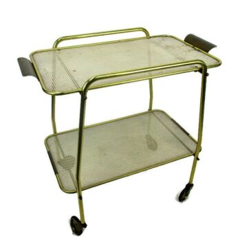 Atomic Perforated Wire Iron Bar Cart Trolley Mid Century Modern era Pilastro