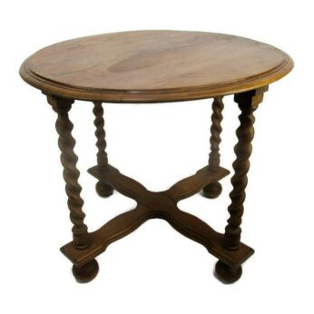 Barley Twist Wooden Oak Side Display Table Pedestal Plant Stand 23.62"