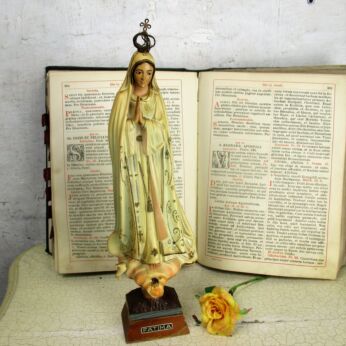 Vintage Statue Our Lady Fatima Portugal Resin Sweet 14.96"