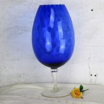 XL Italian Cobalt Blue Art Glass vase Goblet Jar Chalice Mid Century modern HTF