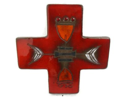 Mid Century Design Ceramic Tieberghien Modern Crucifix Bread of Life Ceramics Belgian marked