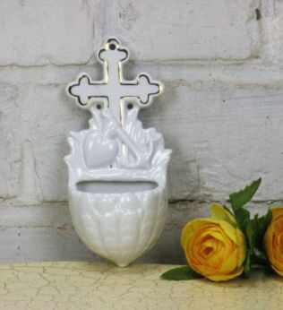 Grafenthal German Holy Water Font Porcelain Wall Hanging Love Hope Faith Lovely