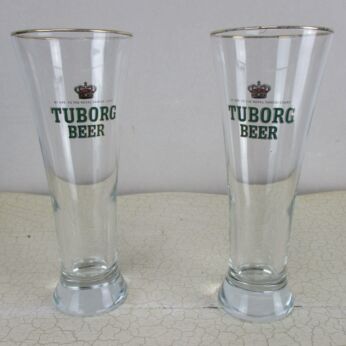 Vintage Gold Rimmed Tuborg Beer Copenhagen Denmark Barware Pilsner Glass