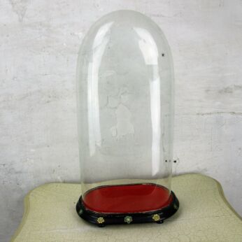L Antique Victorian Oval Hand Blown Glass Globe Dome Steampunk Clock 19.09"