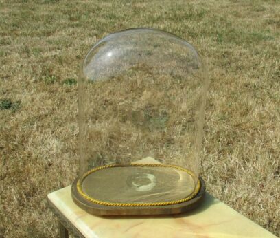 Antique  Oval Hand Blown Glass Dome Globe Mantel Clock Steampunk 13.78"