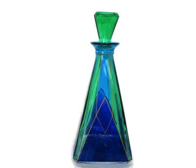 Vintage Small Blue green Art Glass Vase Bottle Italy 60s Retro Beautiful