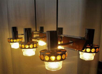 Vintage Retro Raak Chandelier Space Age Modernist Pop Art 6 lights arm Funky HTF