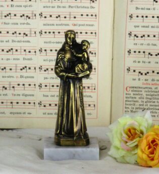 Saint Anthony Padua Statue Finder Lost Articles Infant Child Brass Marble 7.48"