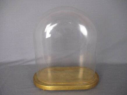 Antique Victorian Oval Hand Blown Glass Globe Dome Doll Clock 13.97" H 12.28"W