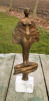 Vintage Bronze Art Statuette Nude Signed Santos on Marble Base Figurine 10.23"