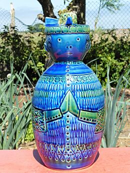 Rare Mid Century Italian Ceramic Rimini Blue Lamp Base Figure era Bitossi Raymor