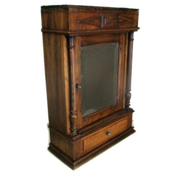 Large Hand Carved Oak Kitchen Apothecary Bathroom Wall Cabinet Beveled Glass