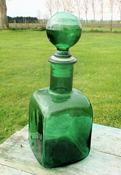 Green Lidded Square Jar Bottle Stopper Era Panton Vistosi Empoli