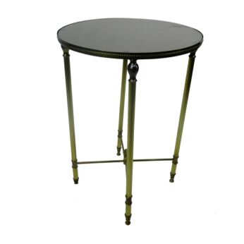 Vintage Hollywood Regency Brass Mirror Top side wine coffee table