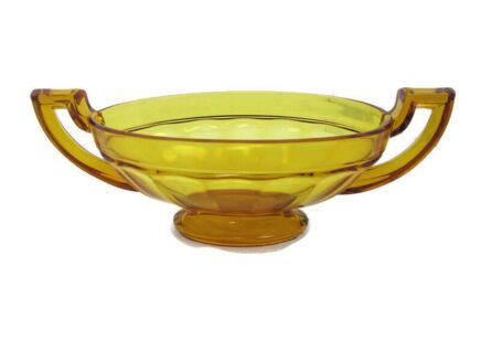 Art Deco Val St Lambert Amber Bromwn Bowl Dish Centerpiece Basket art Glass Marked