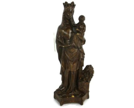 Gothic Statue Virgin Mary Madonna Notre Dame Protection Dragon Lion Plaster