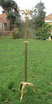 Vintage Coat Hat Rack Hall Tree Stand Floor Brass Ornate Pine apple