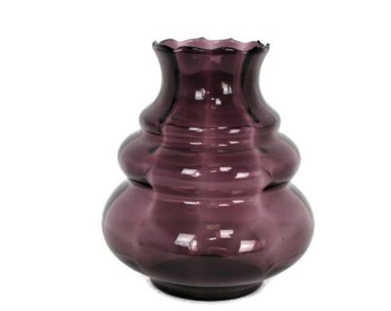 Art Deco Doyen Purple Amethyst Hooped Vase Lovely Hobnail rim Large Art Glass