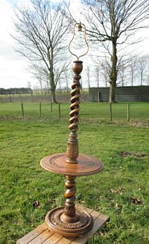 Antique Open Barley Twist Carved beech Oak Thick Lamp Table Very rare Gorgeous