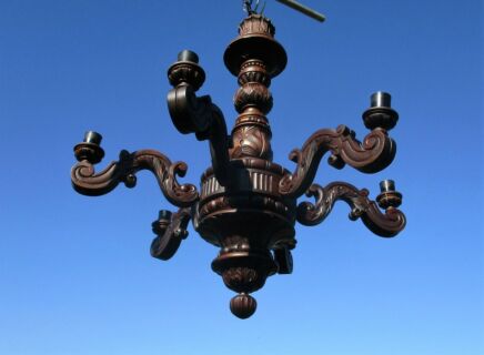Vintage Carved Dark wood Chandelier 6 lights arms Ceiling Light lamp Ornate WOW
