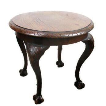 Side Occasional Coffee Wine table Ornate hand Carved Wood Oak Claw Feet Legs
