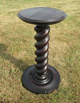 Vintage Carved wood Barley Twist Pedestal Display Table Plant Stand 24.8"
