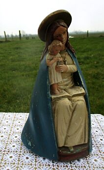 Belgian Vintage Plaster Jesus Small Girl Book Catholic Sweet Church Antique Charming