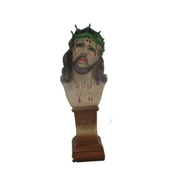 Small Bust Jesus Christ Plaster Statue Wooden Crown Thorns Christo de Limpias dramatic Ecce Homo 1992