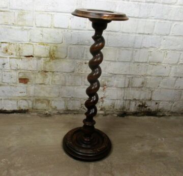 Barley Twist Pedestal Table Plant Stand Side Table Carved Wood 25.78"