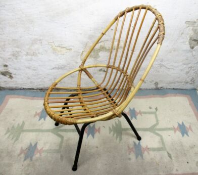 Small Mid Century Modern Rattan Wicker Chair Child Doll era Rohé Noordwolde
