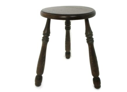 Vintage Hand Carved wood Tripod Milking Stool Pedestal Table Plant Flower Bonsai Stand Side Table Barn Country Style French oak