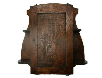 Kitchen Apothecary Bathroom Wall Cabinet Hand Carved Wood Ornate Display Large