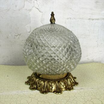French Ceiling Lamp Fixture Plafonniere Brass Bubbled Glass Hollywood Regency