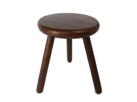 Vintage Hand Carved wood Tripod Milking Stool Pedestal Table Pedestal Barn Style
