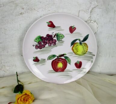 Eagle Brand Ironstone ware fruit Plate Ornate Decoration Apple Grapes Strawberry