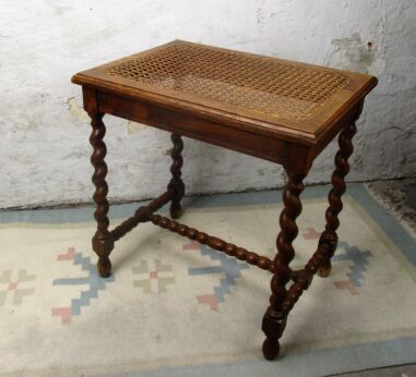 Jacobean Barley Twist Bobbin Side Coffee Occasional Table Cane Rush Table Top