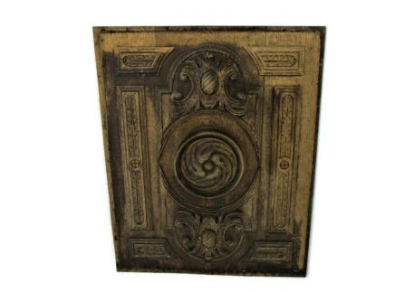Hand Carved Wood Wall Panel Bas High Relief Tableaux Oak Antique Reclaimed Door Panel